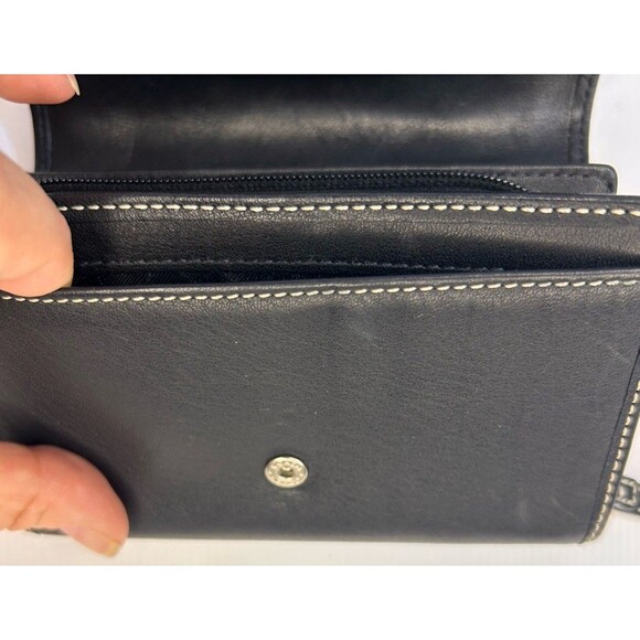 Coach Women's Black Leather Compact Snap/Zipper Clutch Purse Wallet Y2k  Vtg - Picture 10 of 10